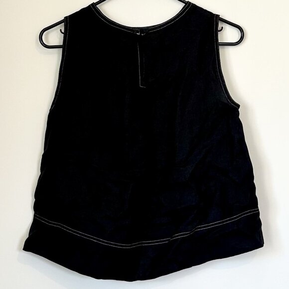 NWT Madewell Black Linen Pleated Shell Top - Size: Extra Small - Picture 7 of 12